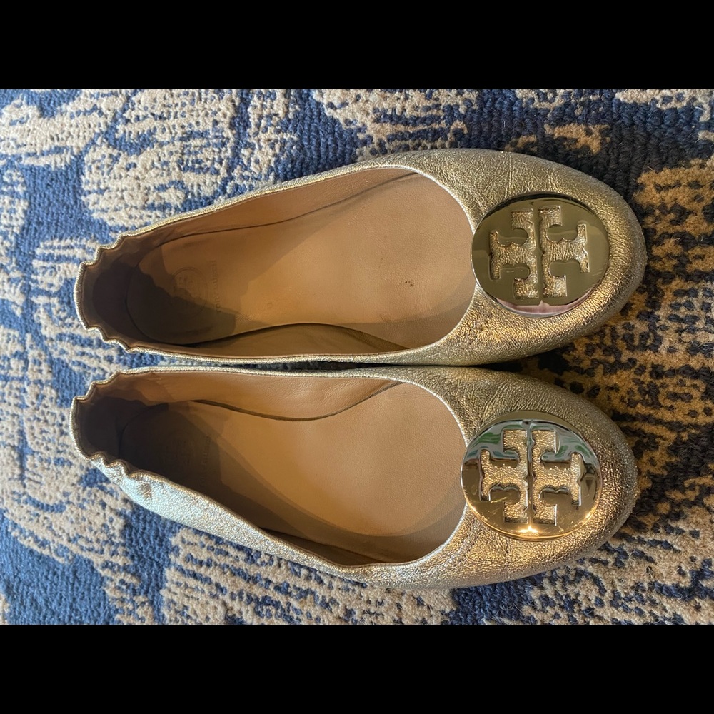 Tory Burch silver flats